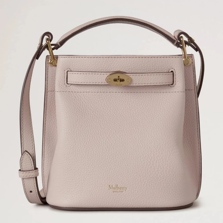 Mulberry Mini Islington Bucket Bag, klein, klassische Narbung, Blütenrosa
