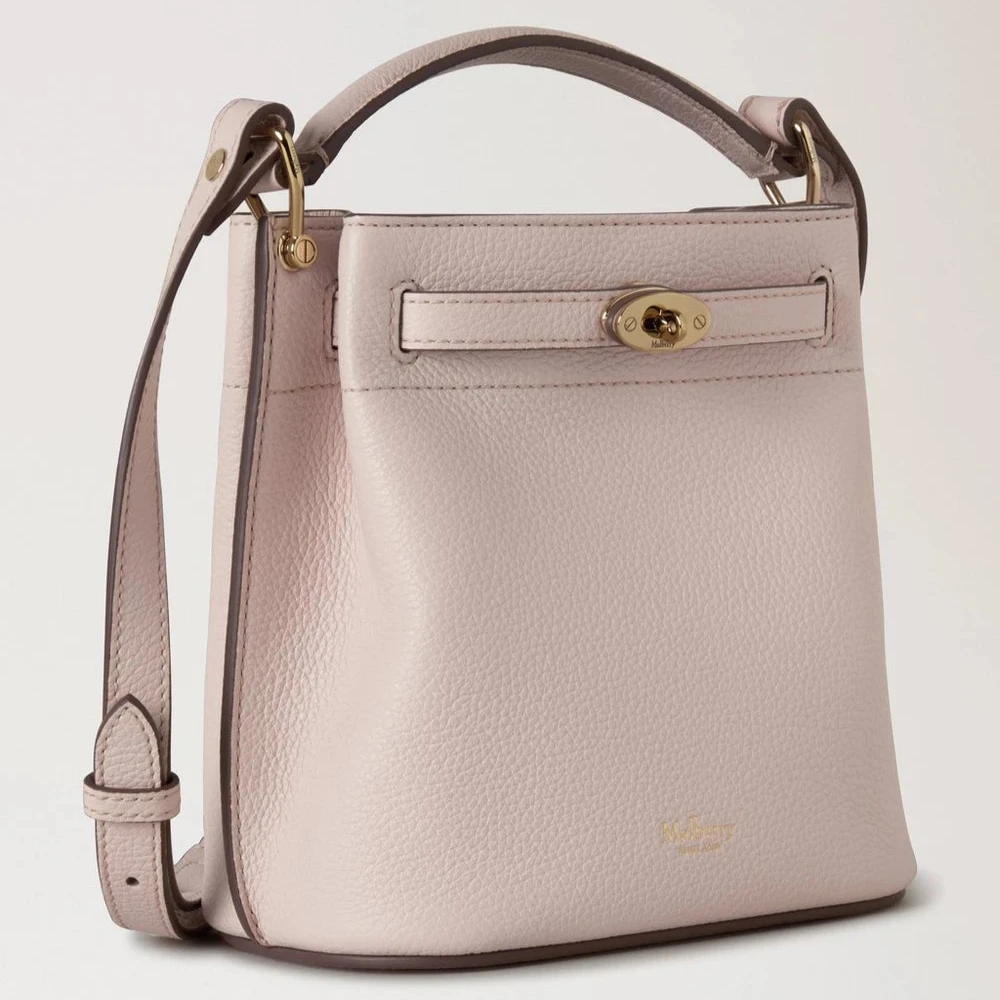 Mulberry Mini Islington Bucket Bag, klein, klassische Narbung, Blütenrosa