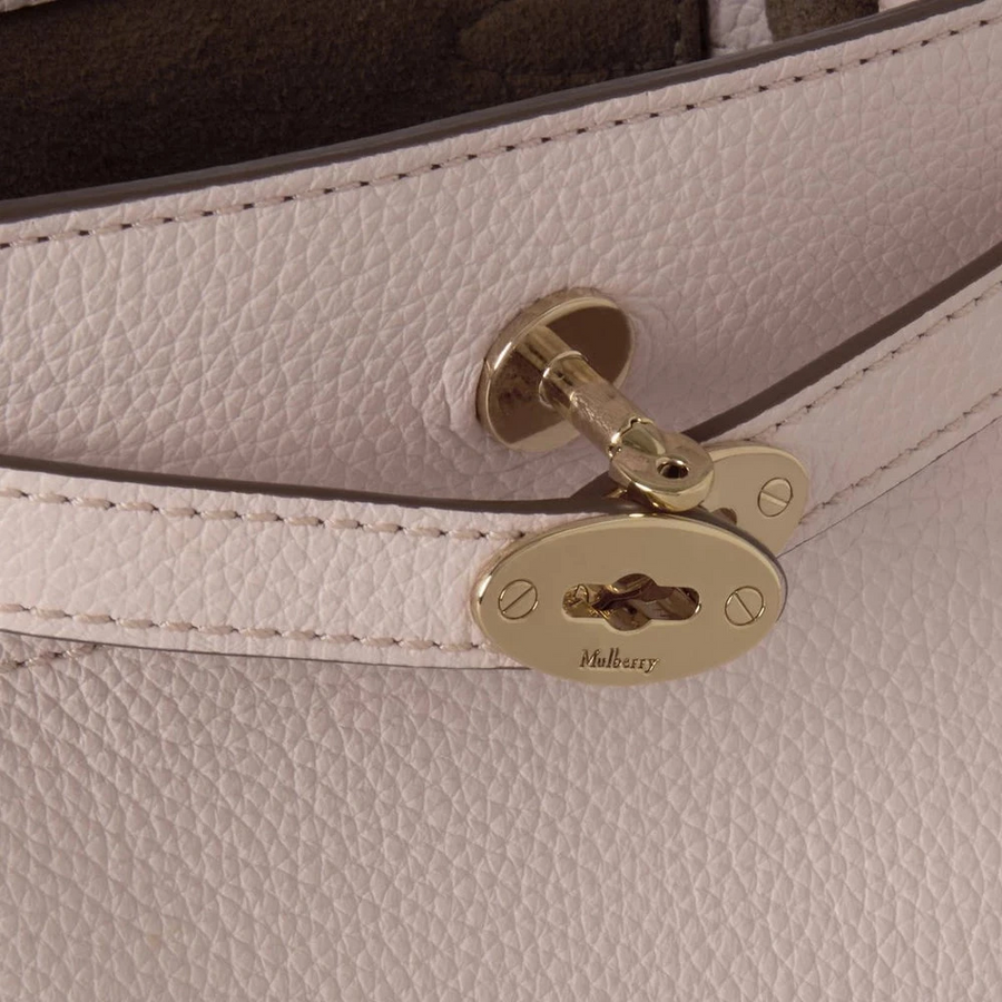Mulberry Mini Islington Bucket Bag, klein, klassische Narbung, Blütenrosa