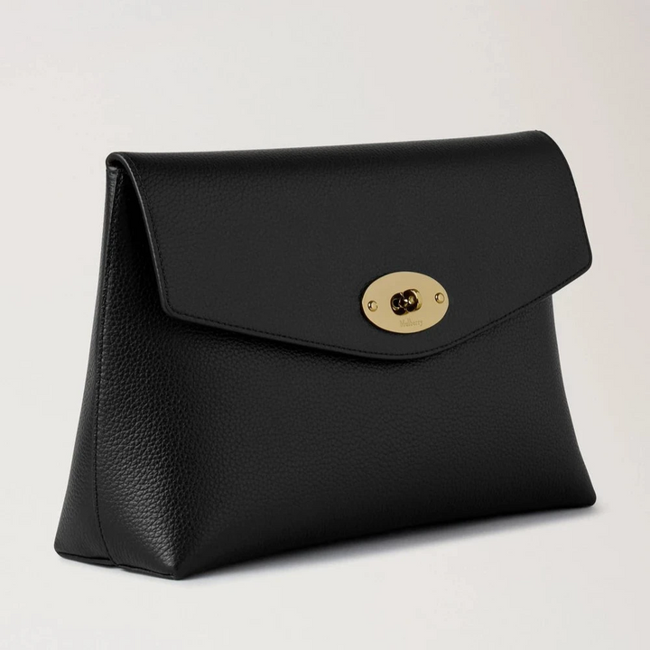 Mulberry Großes Darley Kosmetiktäschchen aus feinem Leder mit klassischer Narbung in Schwarz