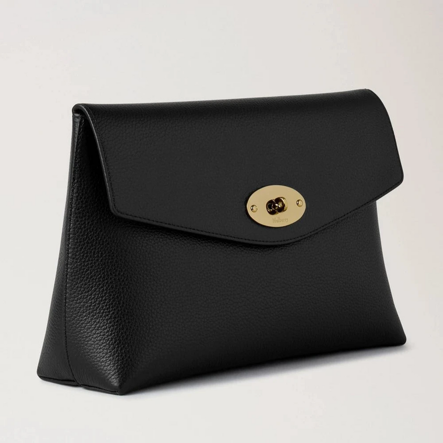 Mulberry Großes Darley Kosmetiktäschchen aus feinem Leder mit klassischer Narbung in Schwarz