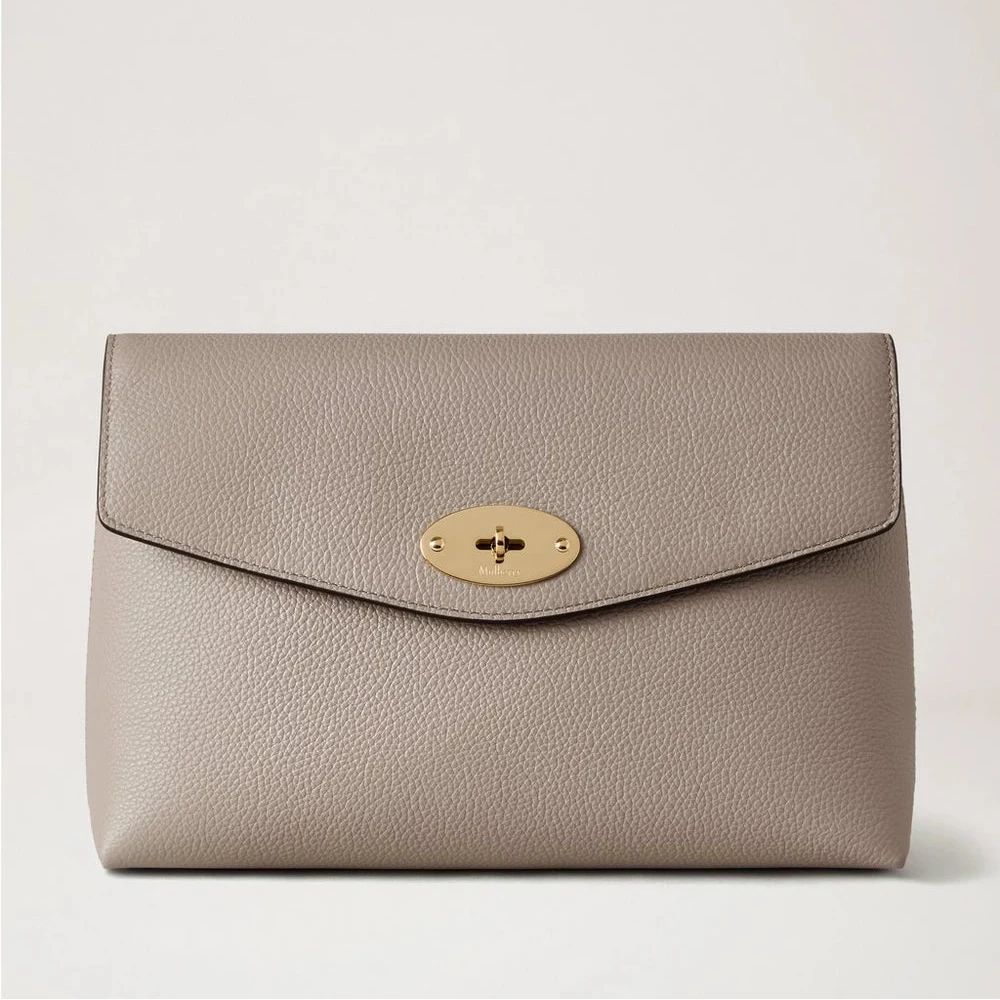 Mulberry Große Darley Kosmetiktasche Cashmere Taupe Small Classic Grain 