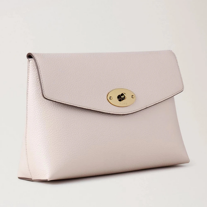 Mulberry Großes Darley Kosmetiktäschchen Leder mit klassischer Narbung in Blütenrosa