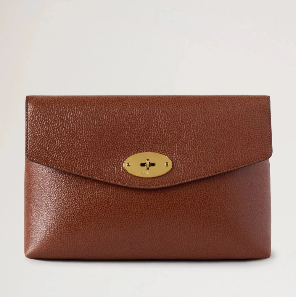 Mulberry Großes Darley Kosmetiktäschchen aus Eichenholz mit feiner klassischer Narbung