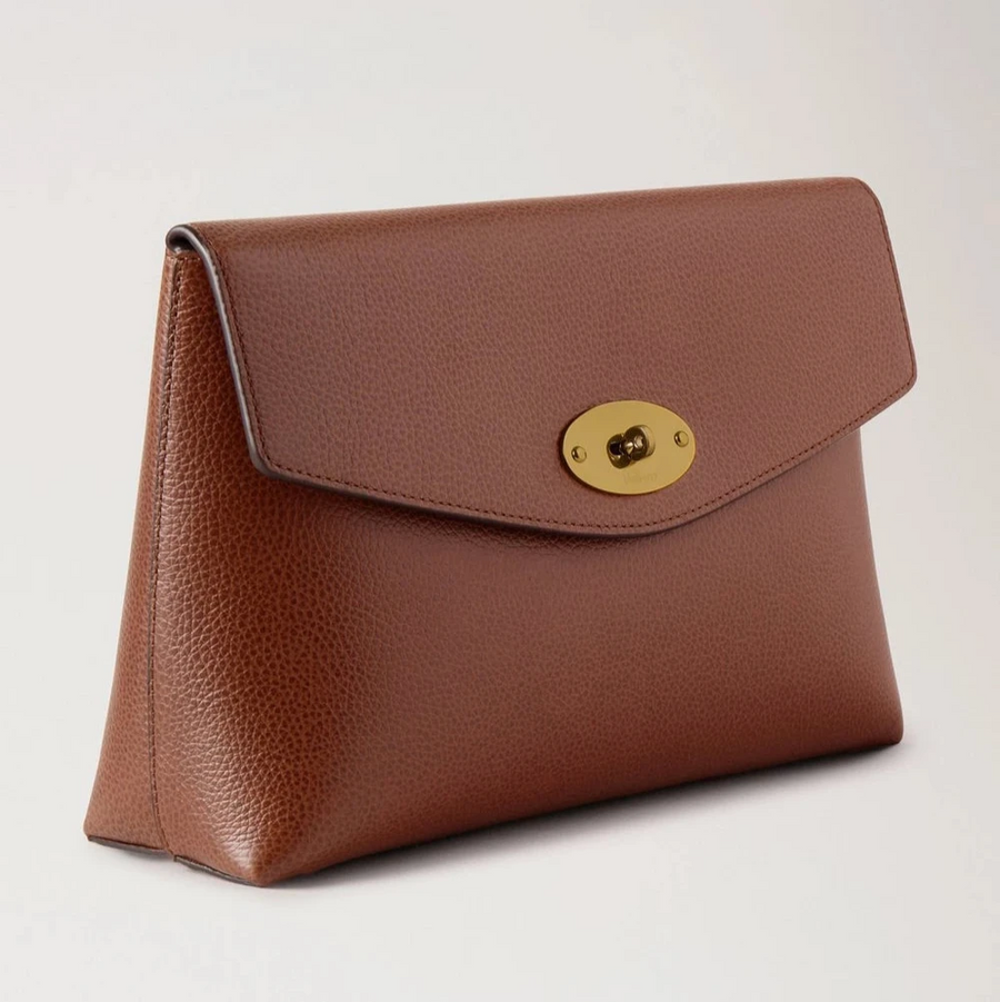 Mulberry Großes Darley Kosmetiktäschchen aus Eichenholz mit feiner klassischer Narbung