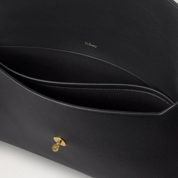 Mulberry Darley Envelope Pouch Schwarz Klein Klassisches Narbenleder