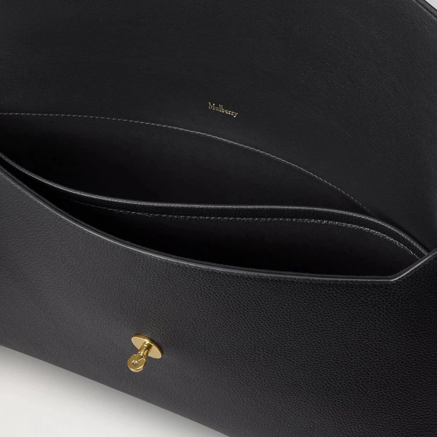 Mulberry Darley Envelope Pouch Schwarz Klein Klassisches Narbenleder