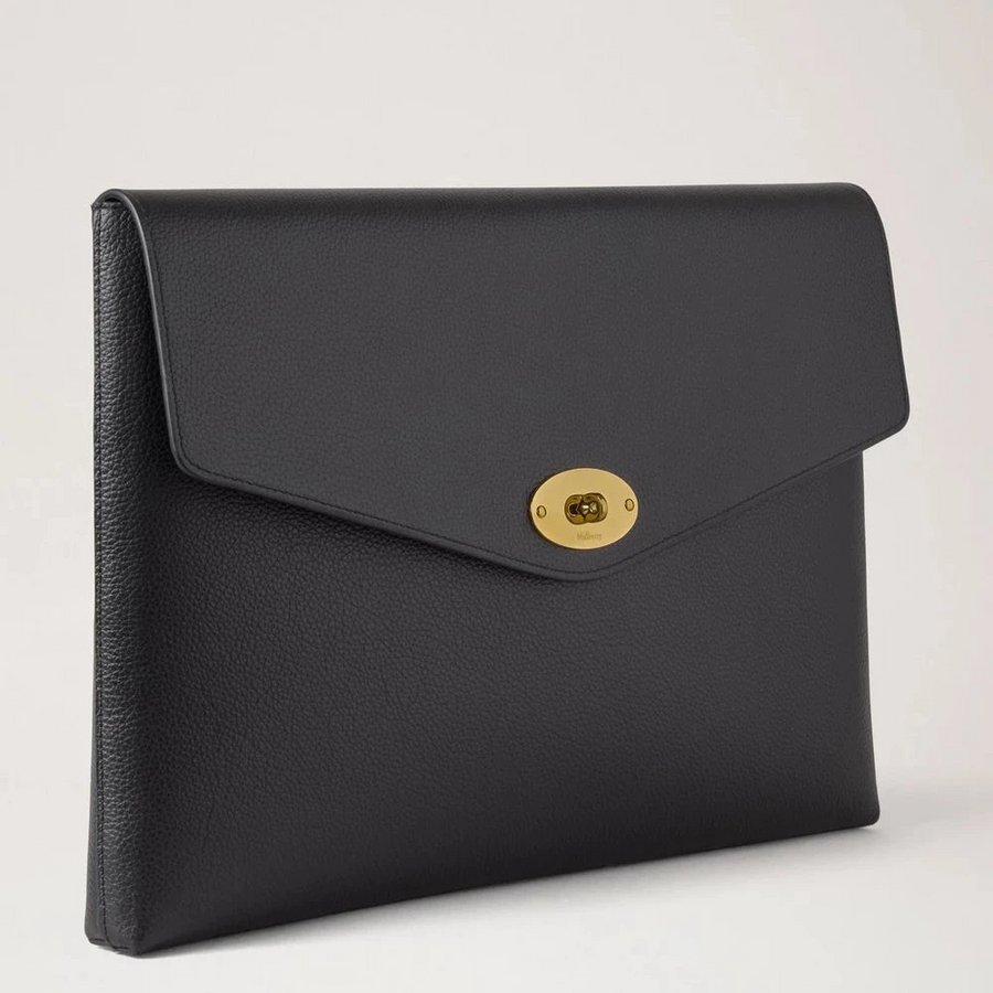 Mulberry Darley Envelope Pouch Schwarz Klein Klassisches Narbenleder