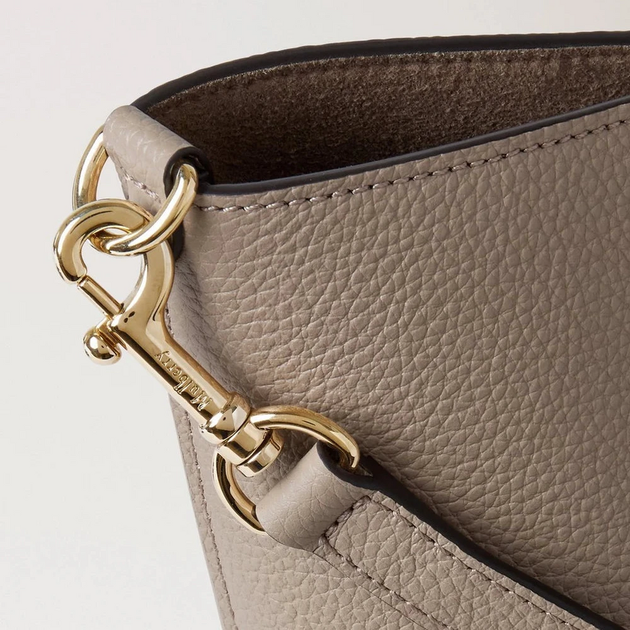 Mulberry Mini Bayswater Tote Kleine Handtasche aus klassischem genarbtem Kaschmirleder in Taupe