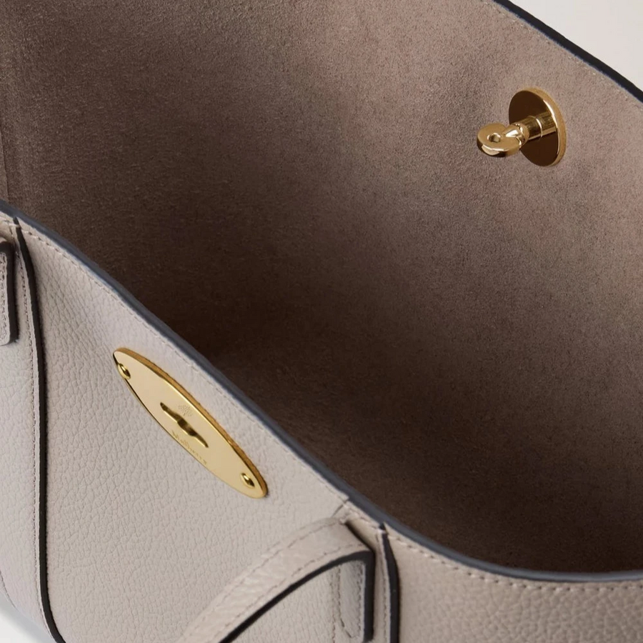 Mulberry Mini Bayswater Tote Kleine Handtasche aus klassischem genarbtem Kaschmirleder in Taupe