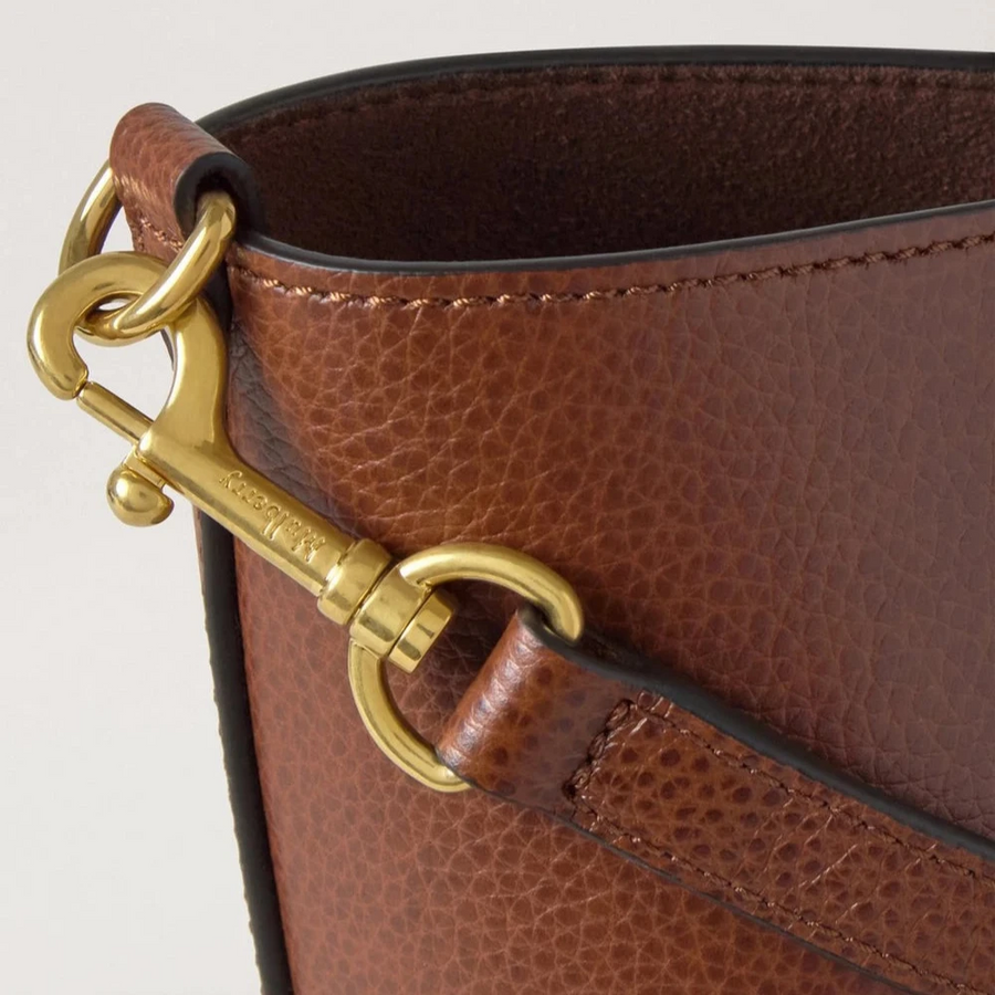 Mulberry Mini Bayswater Tote Kleine Handtasche aus klassischem, genarbtem Leder in zweifarbiger Eichenholz-Optik