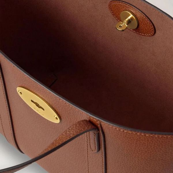 Mulberry Mini Bayswater Tote Kleine Handtasche aus klassischem, genarbtem Leder in zweifarbiger Eichenholz-Optik