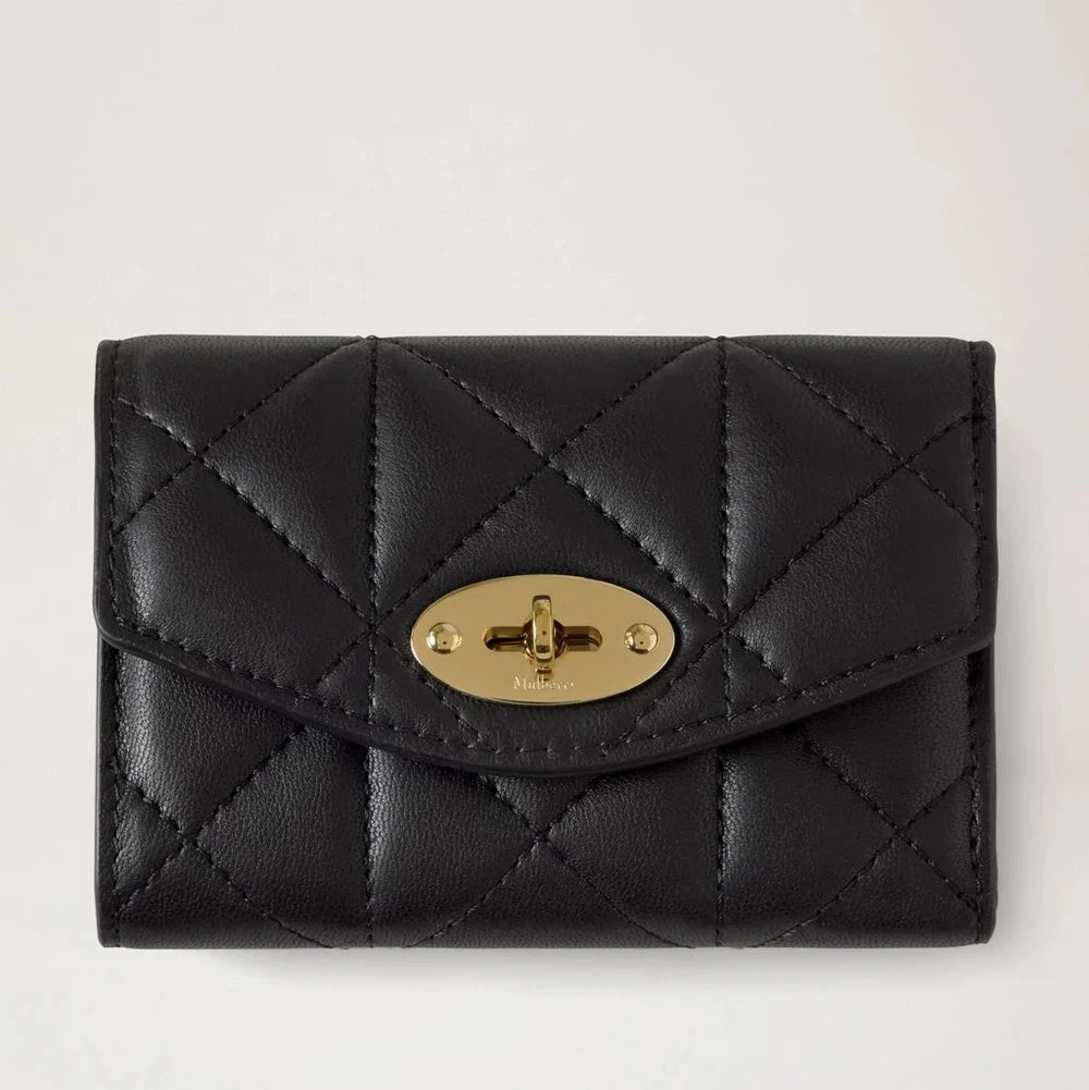 Mulberry Darley Folded Multi-Card Wallet Schwarz gesteppt