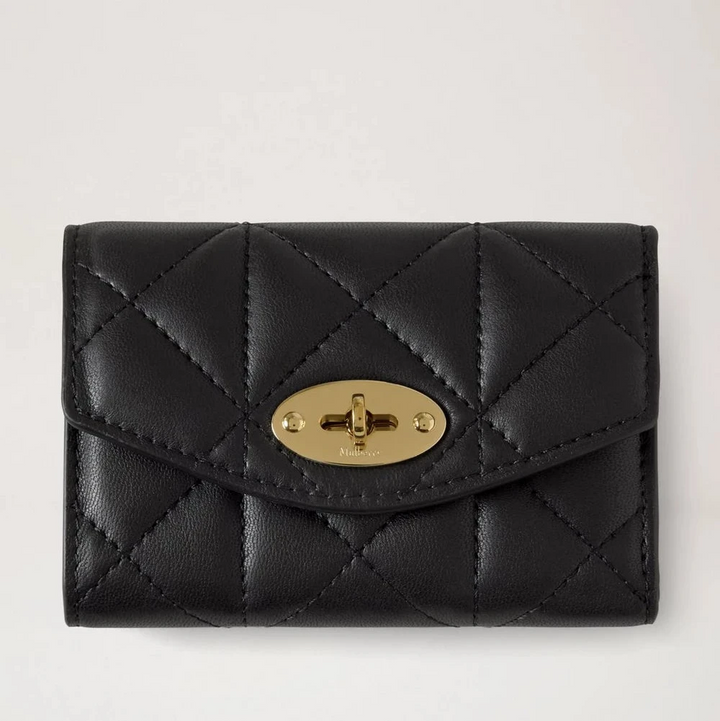 Mulberry Darley Folded Multi-Card Wallet Schwarz gesteppt