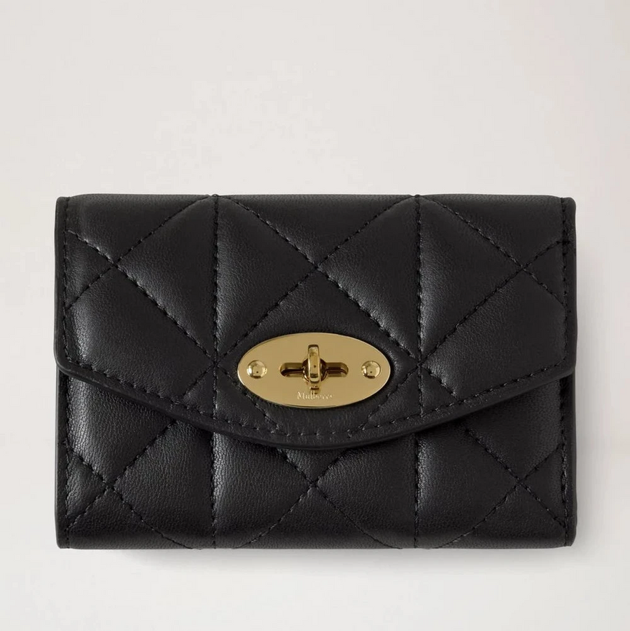 Mulberry Darley Folded Multi-Card Wallet Schwarz gesteppt