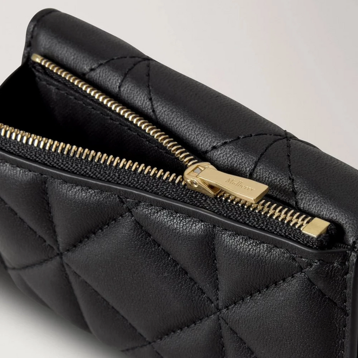 Mulberry Darley Folded Multi-Card Wallet Schwarz gesteppt