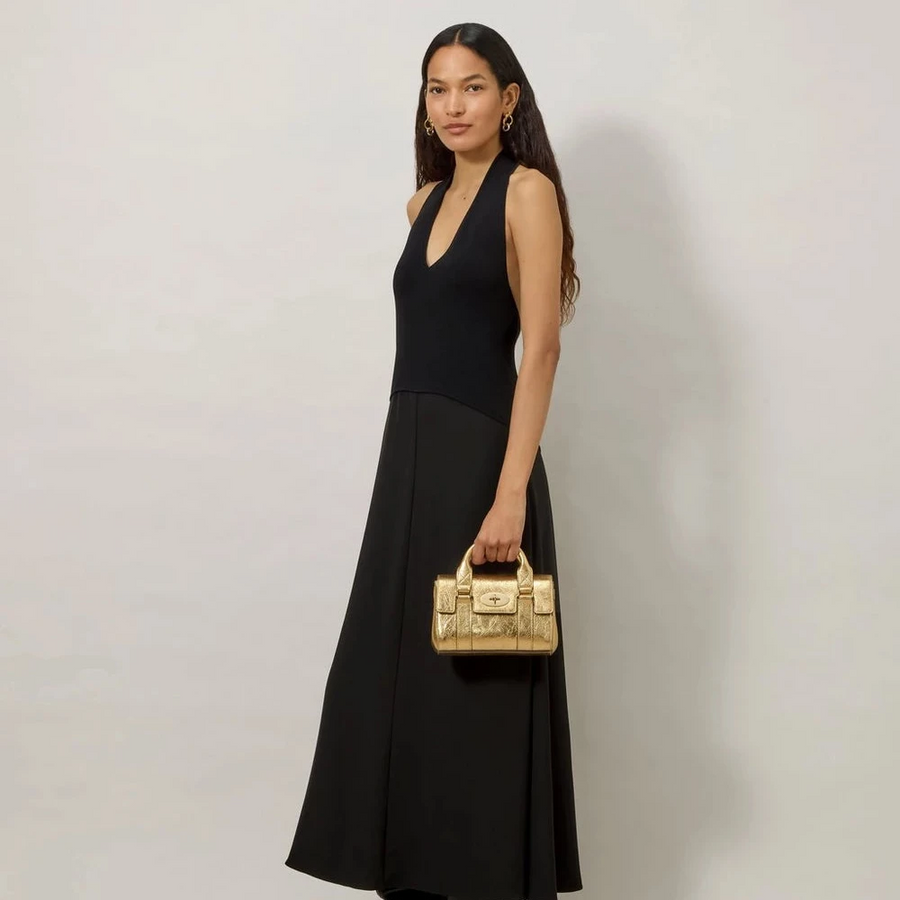 Mulberry Mini-Erbe Bayswater Metallisches Somerset-Gold