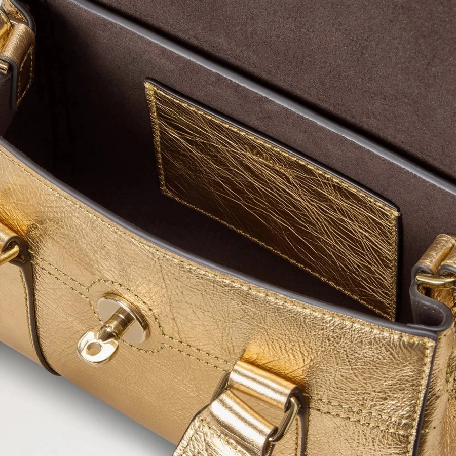 Mulberry Mini-Erbe Bayswater Metallisches Somerset-Gold