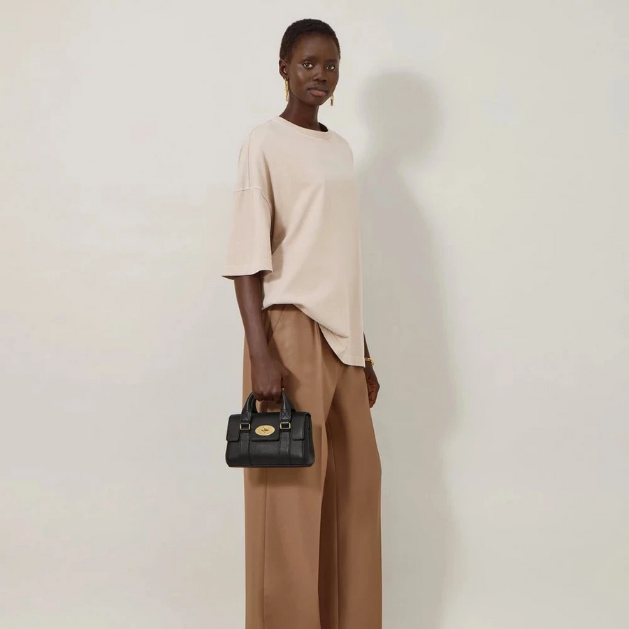 Mulberry Mini Heritage Bayswater Small Classic Grain Schwarz