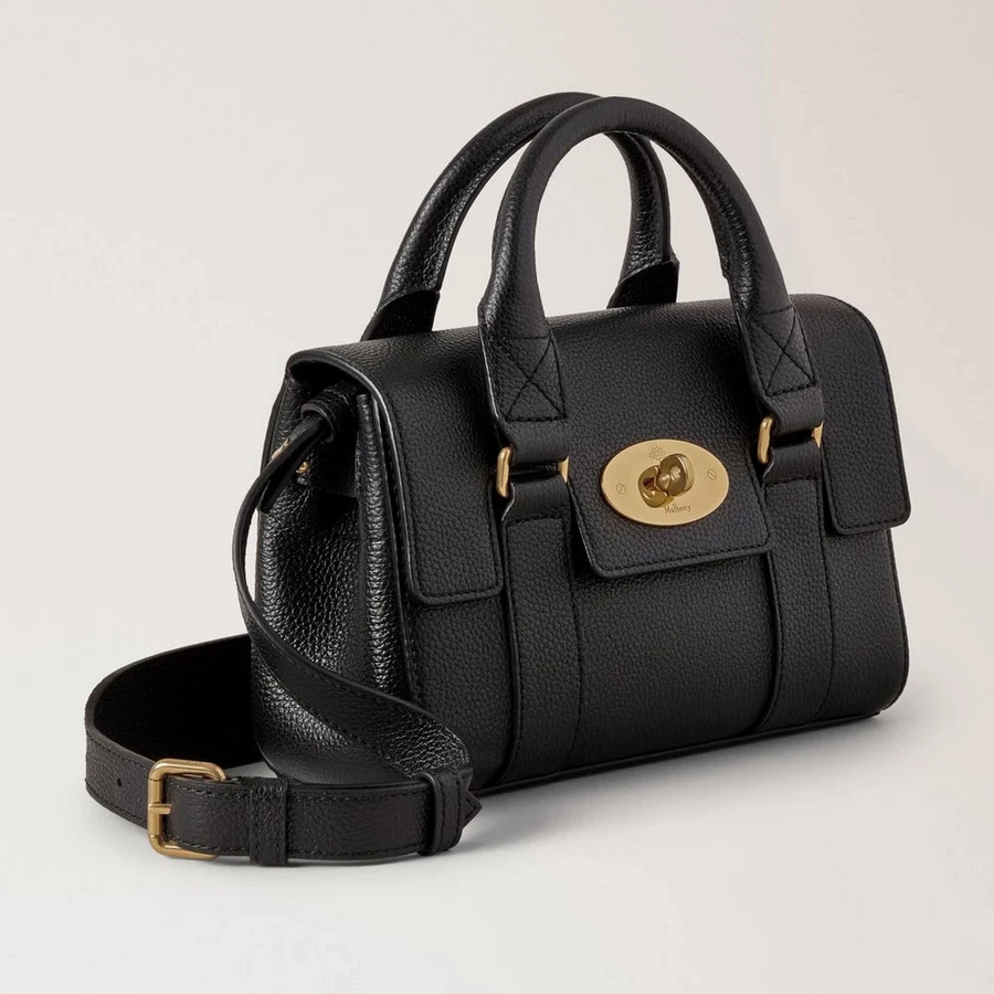 Mulberry Mini Heritage Bayswater Small Classic Grain Schwarz