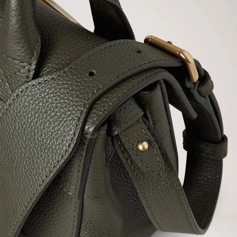 Mulberry Mini Heritage Bayswater, klein, klassische Körnung, Wacholdergrün