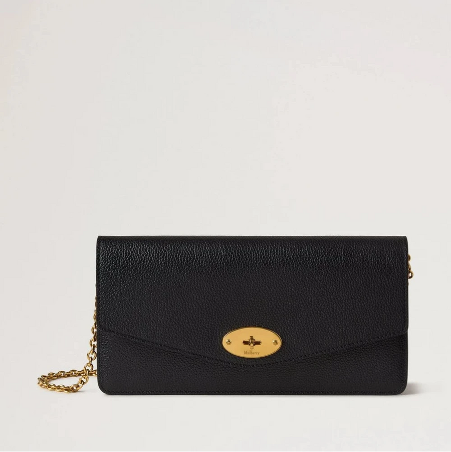 Mulberry Darley Clutch Small Classic Grain Schwarz