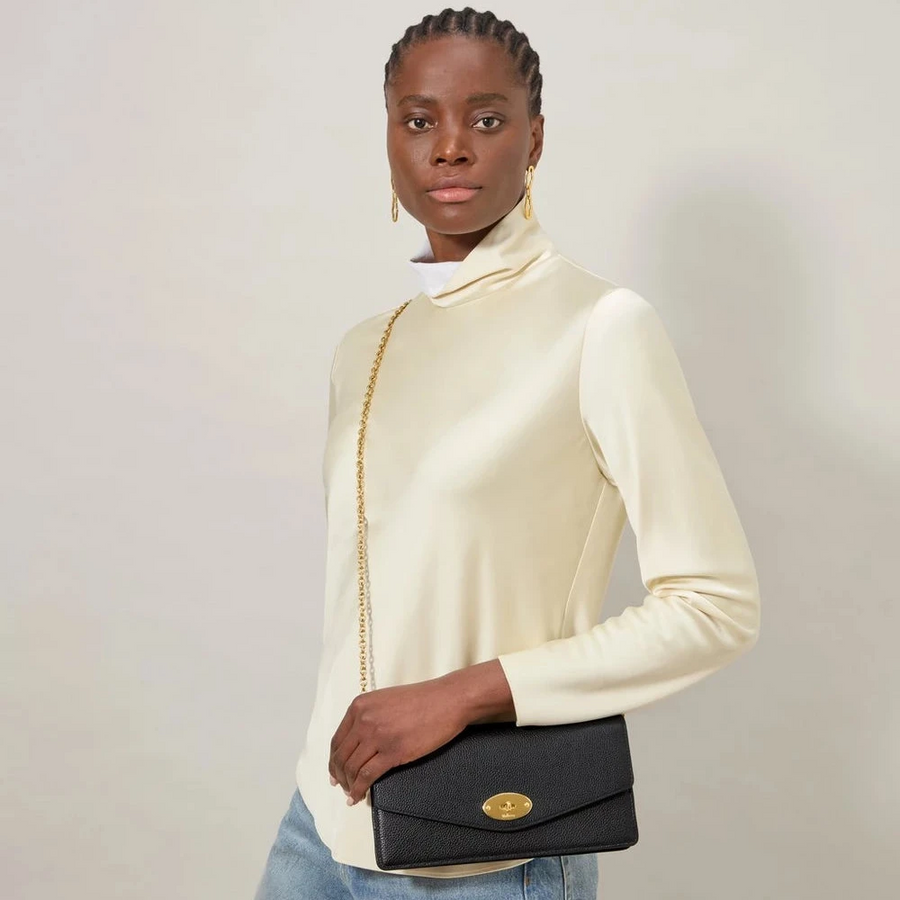 Mulberry Darley Clutch Small Classic Grain Schwarz
