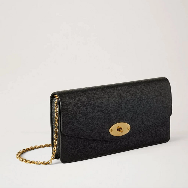 Mulberry Darley Clutch Small Classic Grain Schwarz