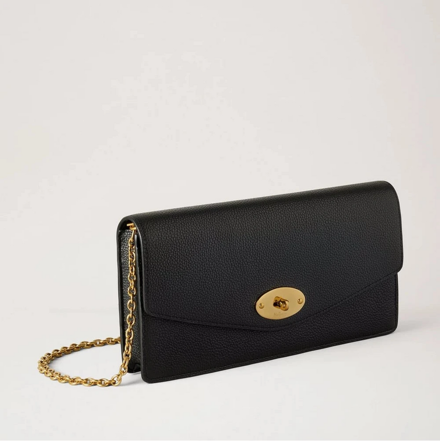 Mulberry Darley Clutch Small Classic Grain Schwarz