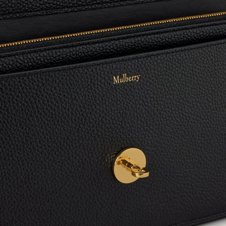 Mulberry Darley Clutch Small Classic Grain Schwarz