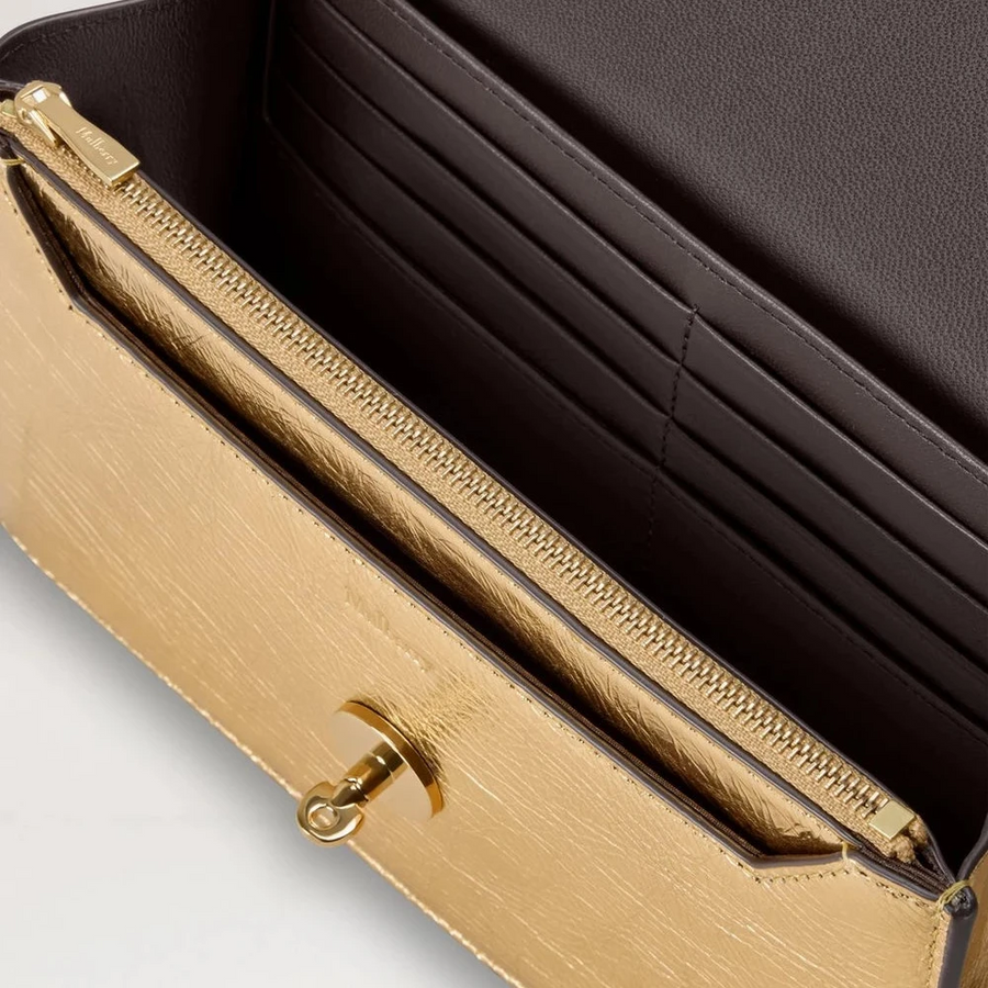 Mulberry Klein Darley Zerknittertes metallisches Somerset-Gold