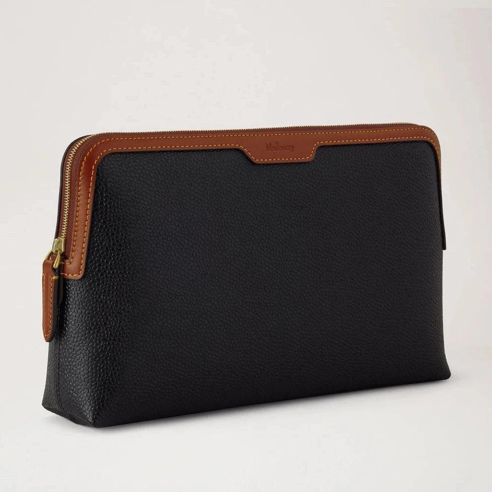 Mulberry Mittelgroße Kosmetiktasche Scotchgrain Black-Cognac 
