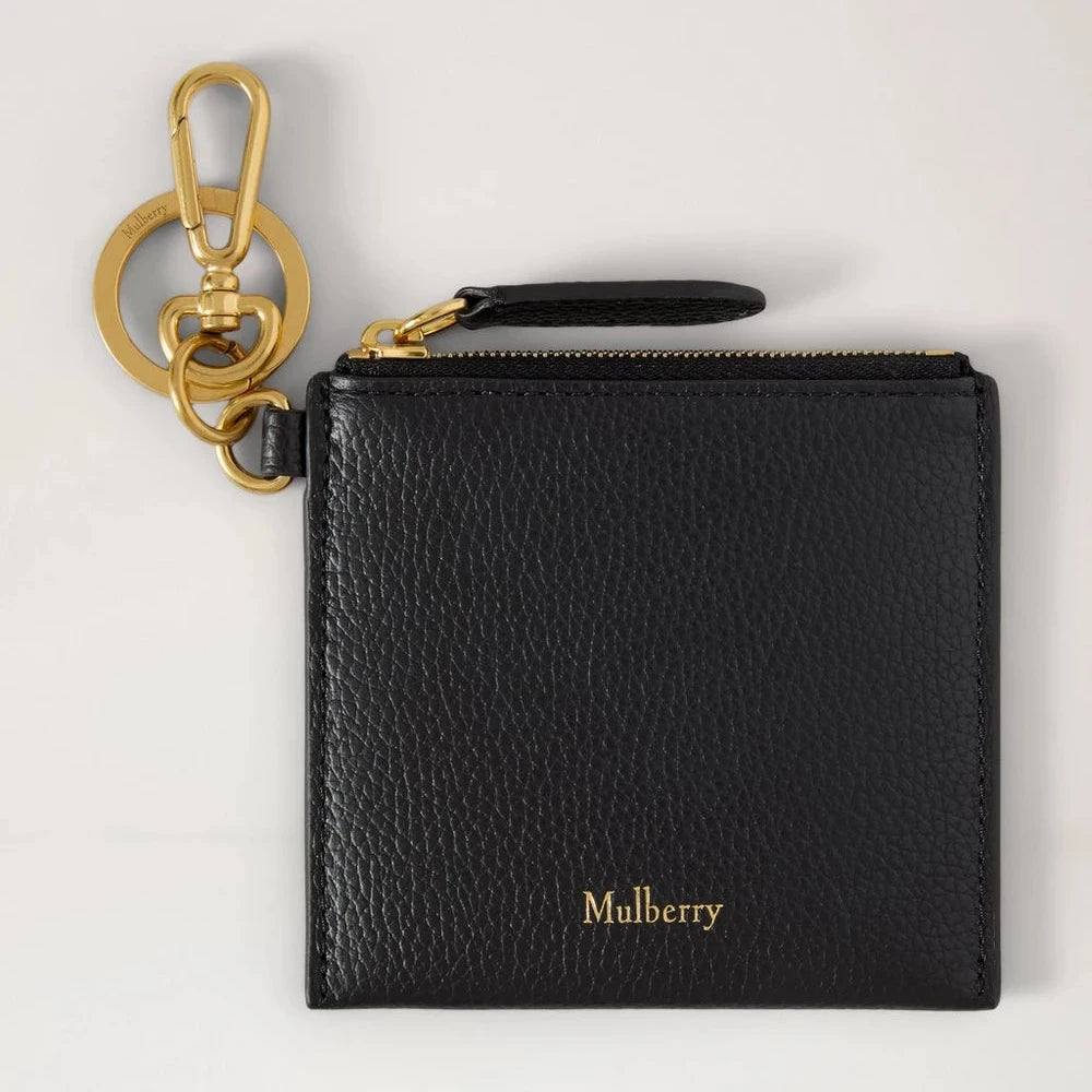 Mulberry Clip Zipped Kreditkartenetui Schwarz Klein Classic Grain 