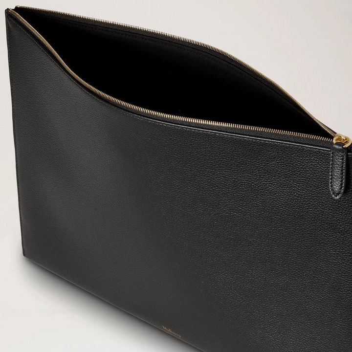 Mulberry Large Zipped Flat Pouch - Schwarzes Leder-Laptop- &amp; Dokumentenetui 