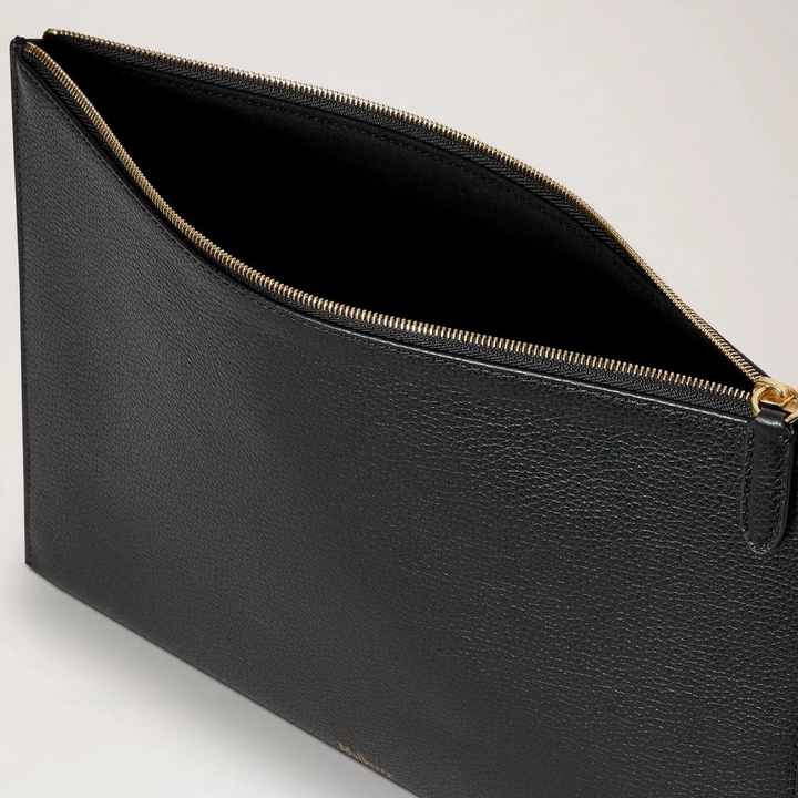 Mulberry Zipped Flat Pouch – Schwarzes Leder-Dokumenten- &amp; iPad-Etui 