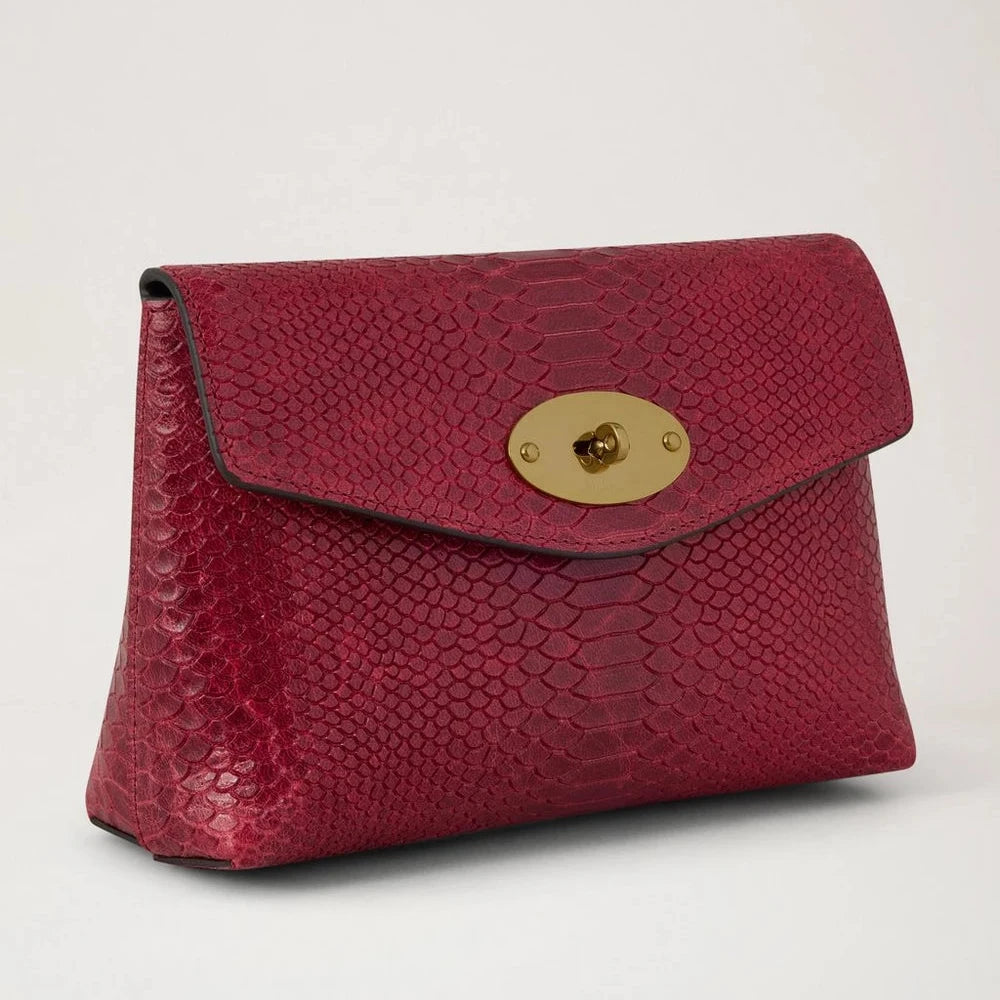 Mulberry Darley Kosmetiktasche Waxed Snake Apple Red 