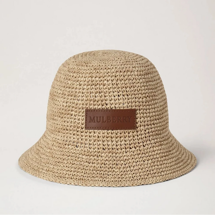 Mulberry Raffia-Bucket-Hut Natur 100 % Papier-Raffia 