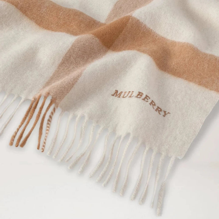 Mulberry Großer Schal aus Merinowolle mit Karomuster Pink Peony-Night Sky – Produktbild 2