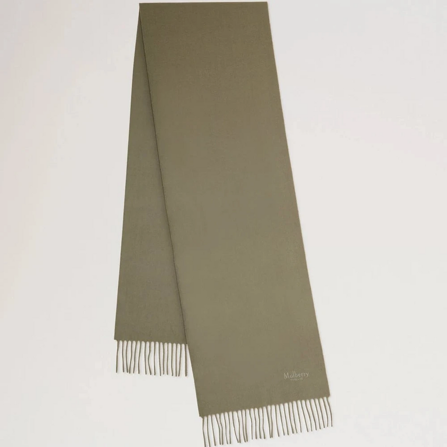 Mulberry Kleiner Schal aus fester Merinowolle, Leinengrün