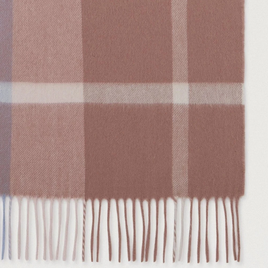 Mulberry Kleiner karierter Schal aus Merinowolle, Herbst-Rosen-Popeline-Blau