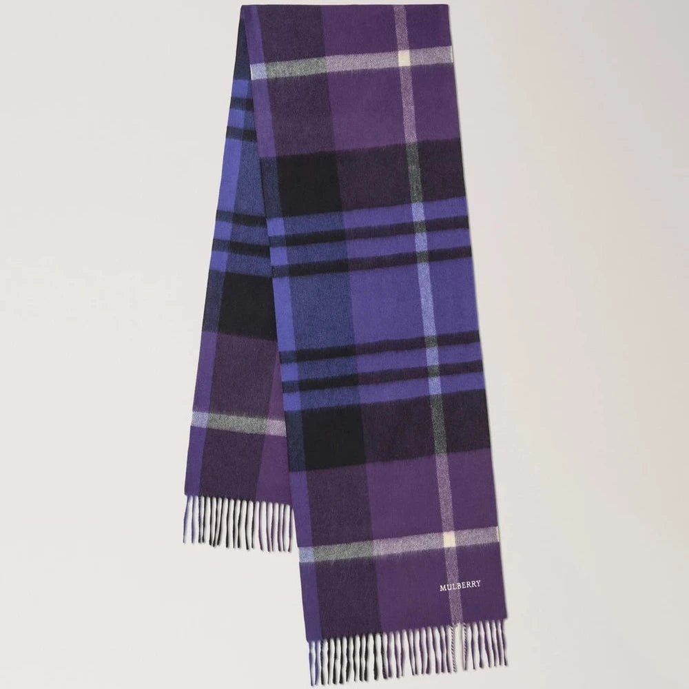 Mulberry Kleiner Check-Schal aus Merinowolle Lilac & Amethyst 
