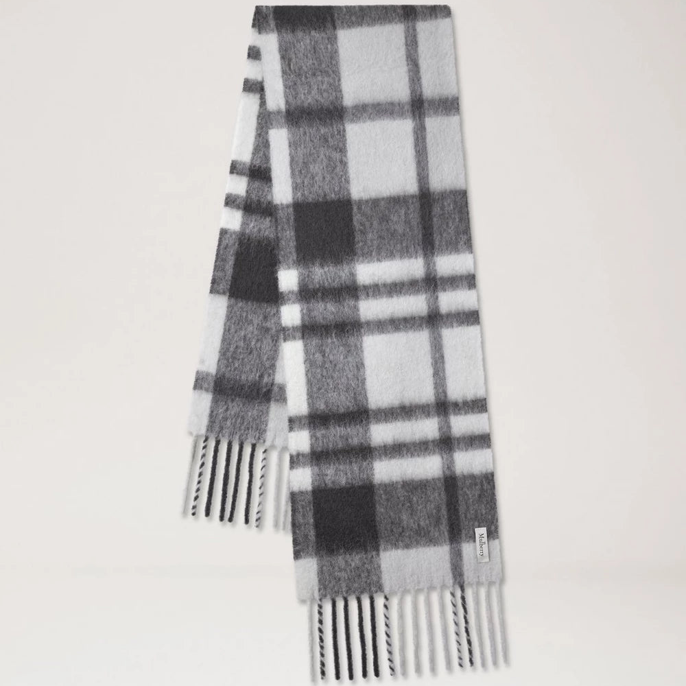 Mulberry Oversized Check Textured Scarf Nebelgrau Alpaka-Mischung – VS4854/127D117