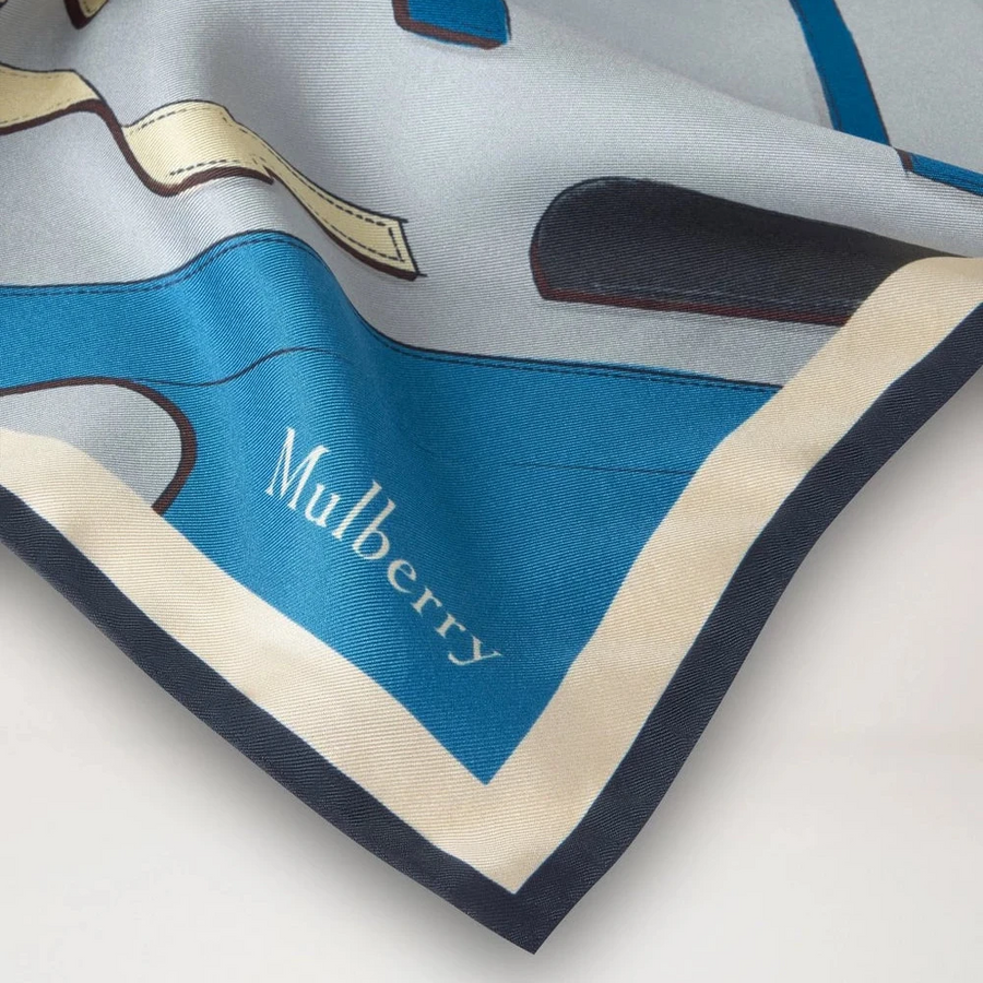 Mulberry Quadratischer Schal – Bayswater Workshop Hellgrauer Seidentwill