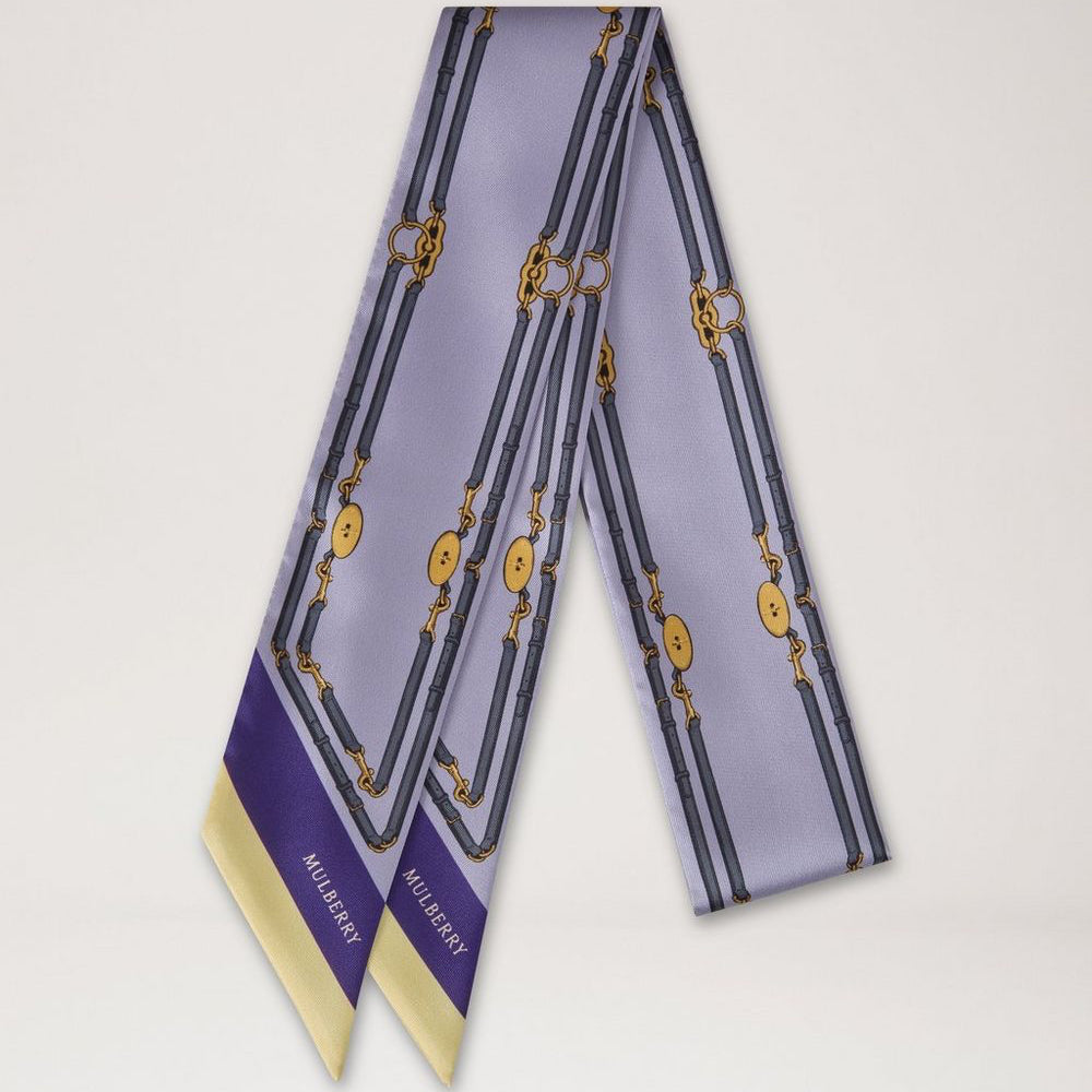 Mulberry Skinny Scarf - Belted Border Lilac Recyceltes Polyester 