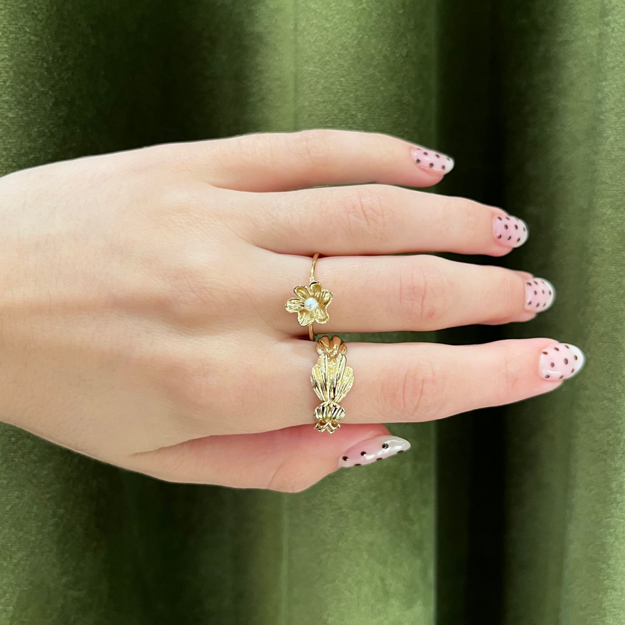 Mads Z Pearlily 14KT Goldring mit Perle