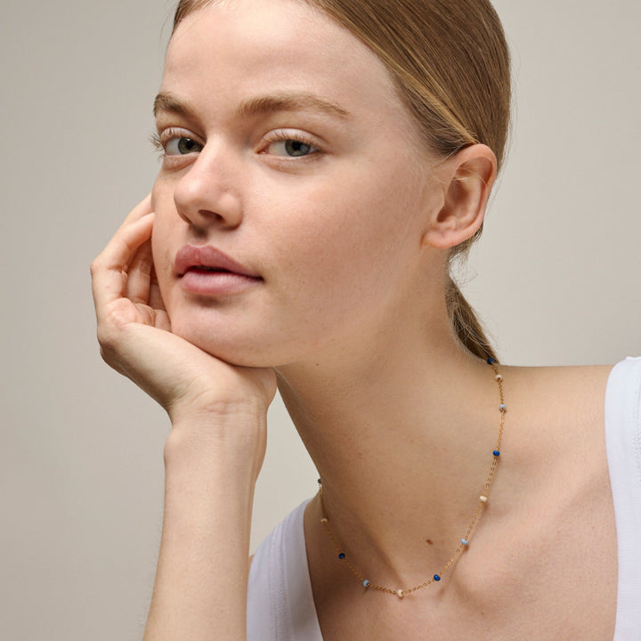 Enamel Lola Bold Halskette - Marine in vergoldetem Silber