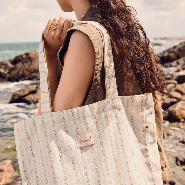 Canvas-Einkaufstasche Summer Stripes Blau
