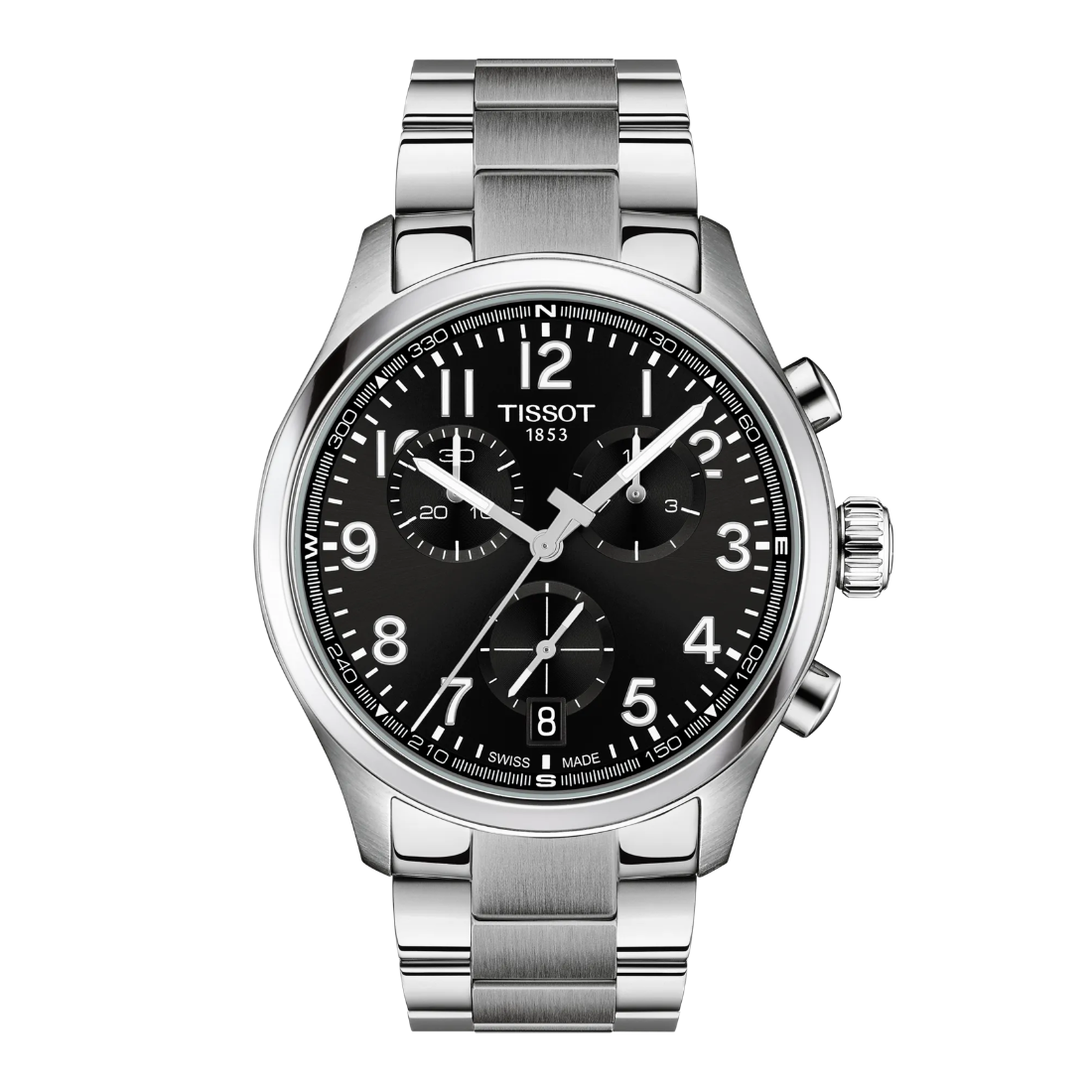 Tissot T1164171105200 herreur med sort skive, chronograph og stållenke, Model T1164171105200.