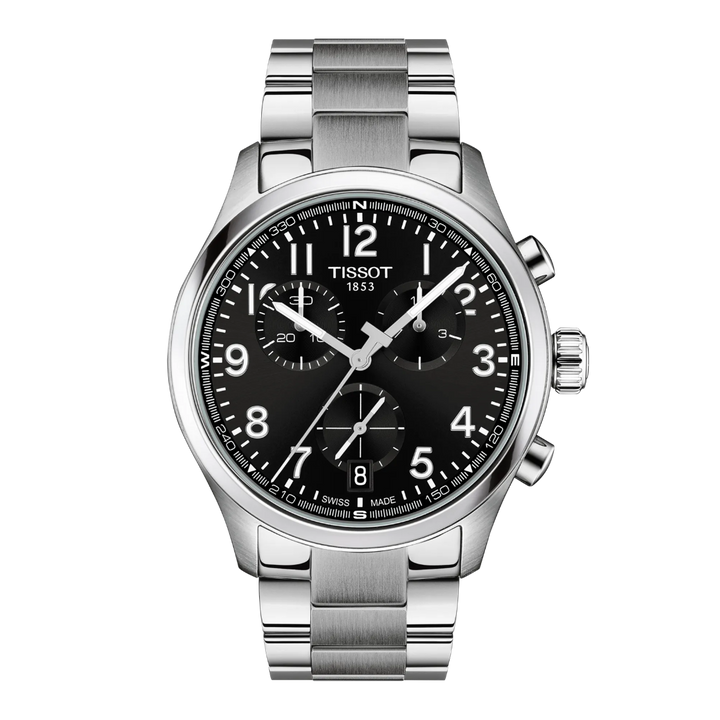 Tissot T1164171105200 herreur med sort skive, chronograph og stållenke, Model T1164171105200.