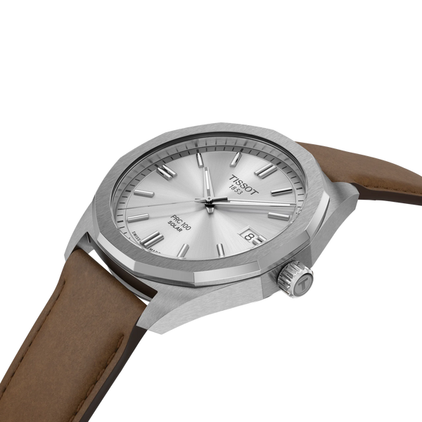 TISSOT PRC 100 SOLARQUARZ 39MM BRAUNES LEDERARMBAND